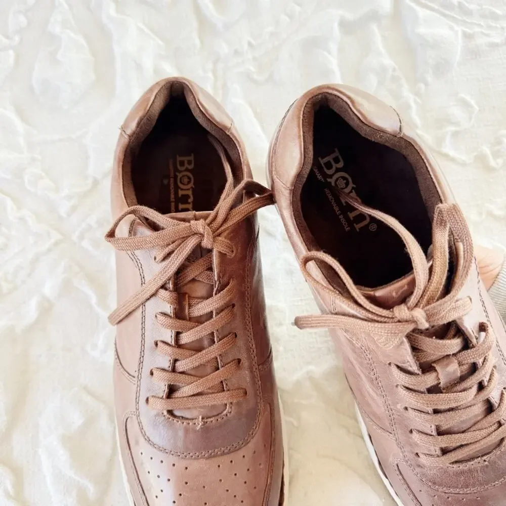Born Men's Brown Leather Captain Sneakers Size 13